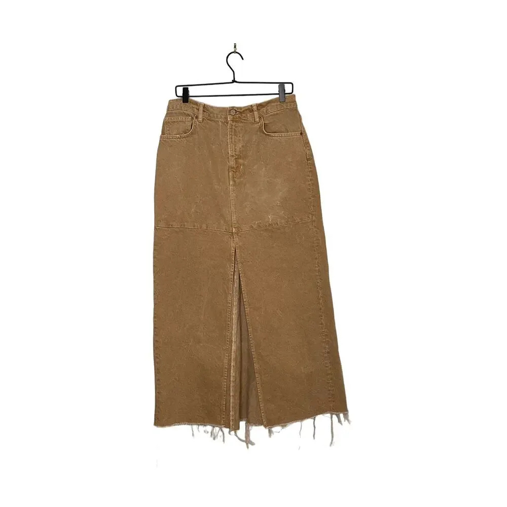 Reformation Tan Tazz Denim Maxi Skirt Size 29